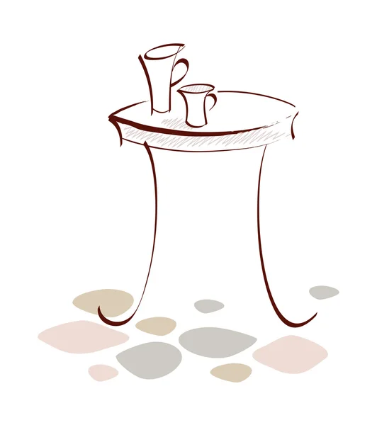 테이블 및 컵 — 스톡 벡터