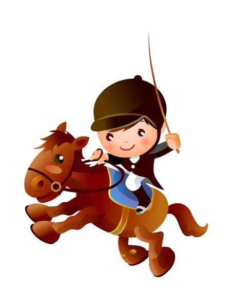 Niño a caballo — Vector de stock