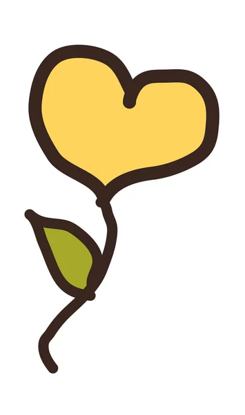 Plants in the form of a yellow heart — Stock Vector