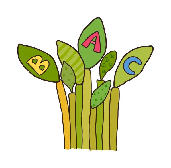 Lettere e piante colorate — Vettoriale Stock