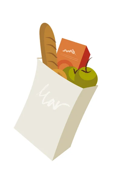 Τσάντα ψώνια με φαγητό — Διανυσματικό Αρχείο