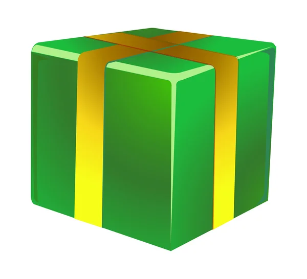 Zöld ajándékdoboz — Stock Vector