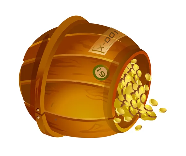 Holzeimer mit Gold — Stockvektor