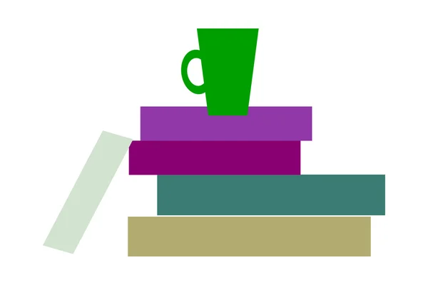Buch und grüne Tasse — Stockvektor
