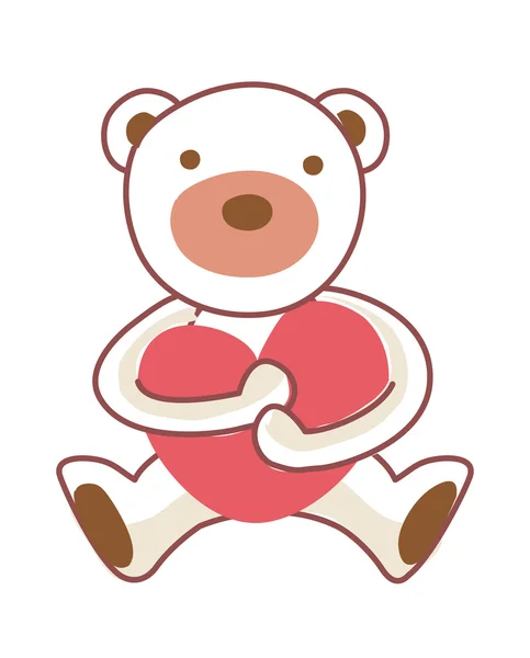 Teddy bear holding a heart — Stock Vector