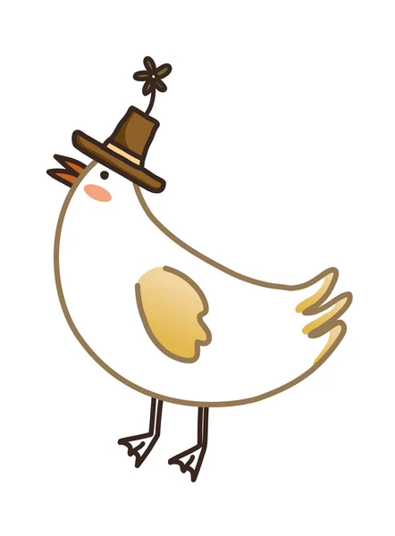 Pollo en un sombrero — Vector de stock