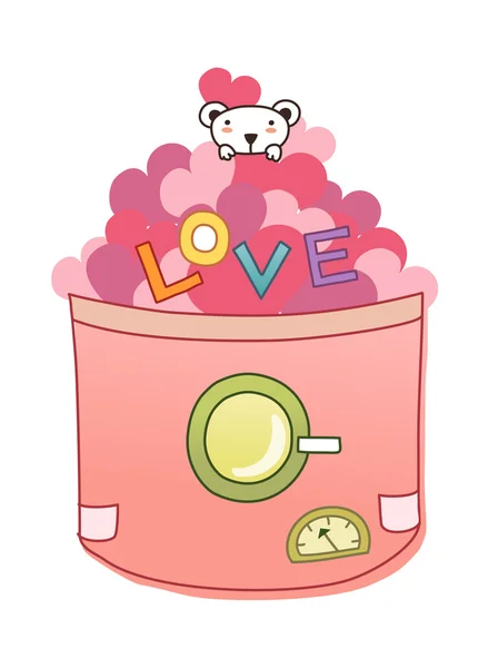 Teddy bear in a pink pot — Stock Vector