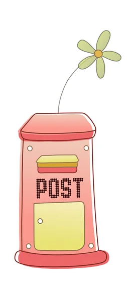 Červená poštovní schránka a květina — Stockový vektor