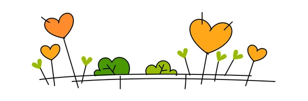 Bushes and heart — Stock Vector