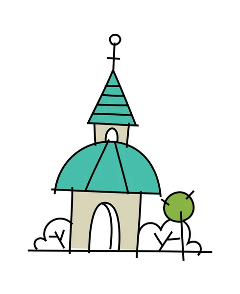 Kolorowy kościół — Wektor stockowy