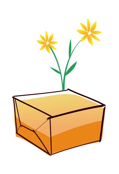 Cadeaudoosje en bloemen — Stockvector