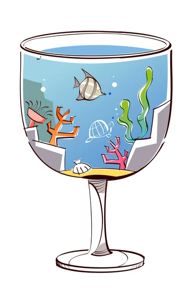 Pescado en un vaso — Vector de stock