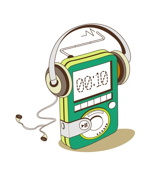 Lecteur mp3 vert — Image vectorielle