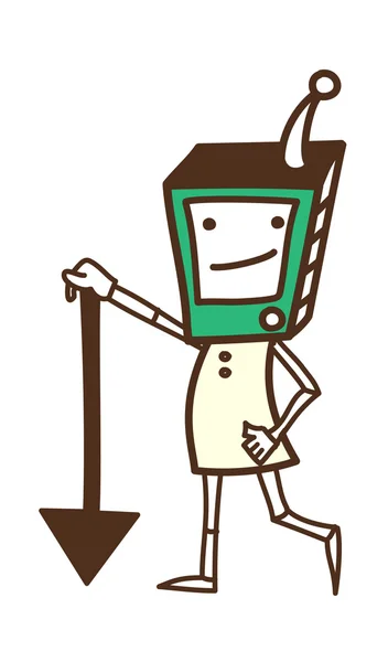 Robot holding a shovel — Stock Vector