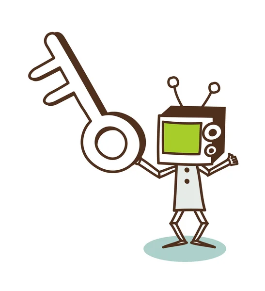 Robot holds the key — Stock Vector
