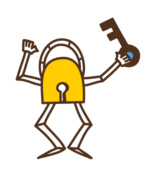 Robot holds the key — Stock Vector