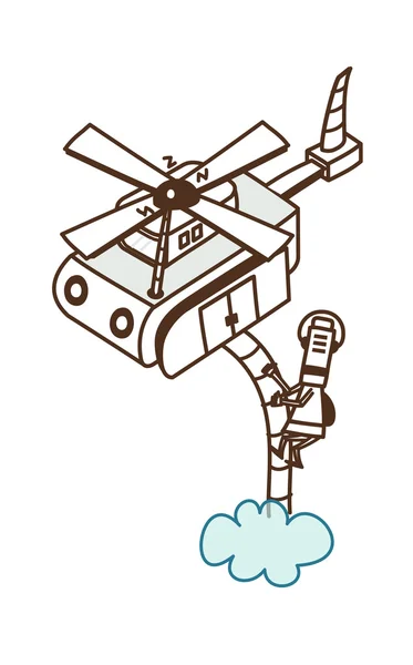 Elicopter de jucărie și robot — Vector de stoc