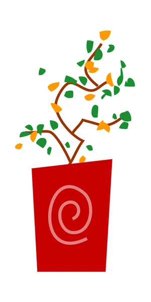 Tree in a red pot — Stock Vector