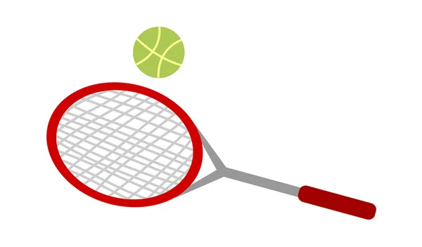 Röd tennisracket och boll — Stock vektor