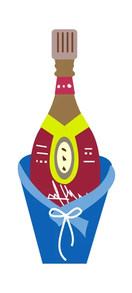 Brown bottle of champagne — Stock Vector