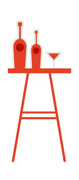Röd stol och alkoholhaltiga drycker — Stock vektor
