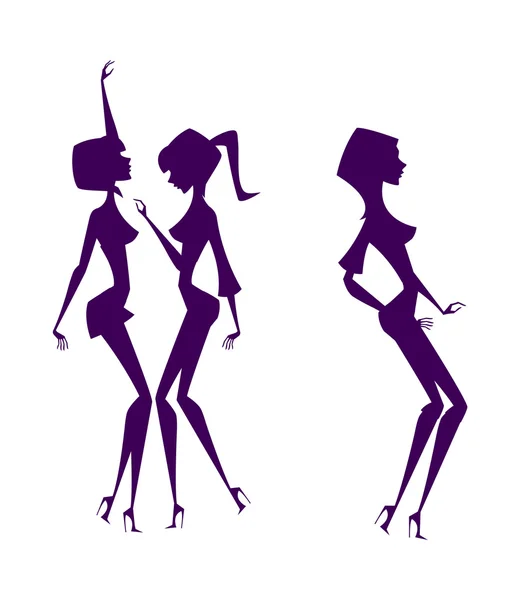 Silhouettes de danseuses — Image vectorielle