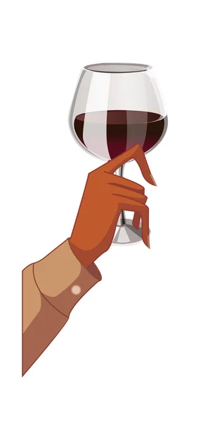 Hombre sosteniendo una copa de vino tinto — Vector de stock