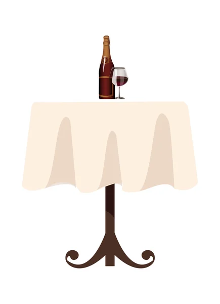 Wine bottle and glass on the table — Stock Vector