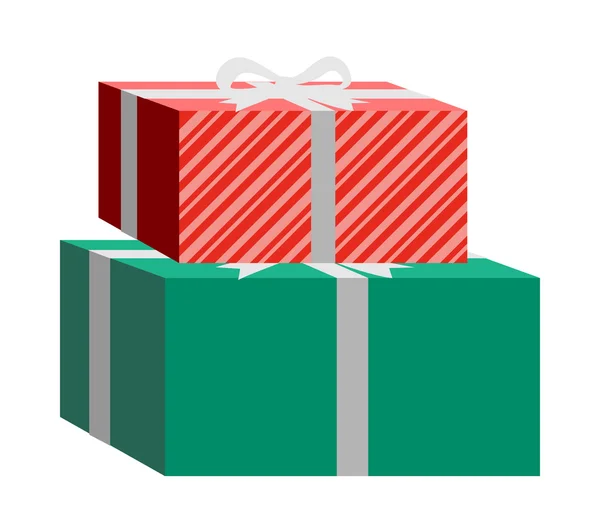 Grüne und rote Geschenkboxen — Stockvektor