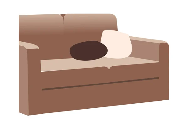 棕色的沙发上和枕头 — 图库矢量图片