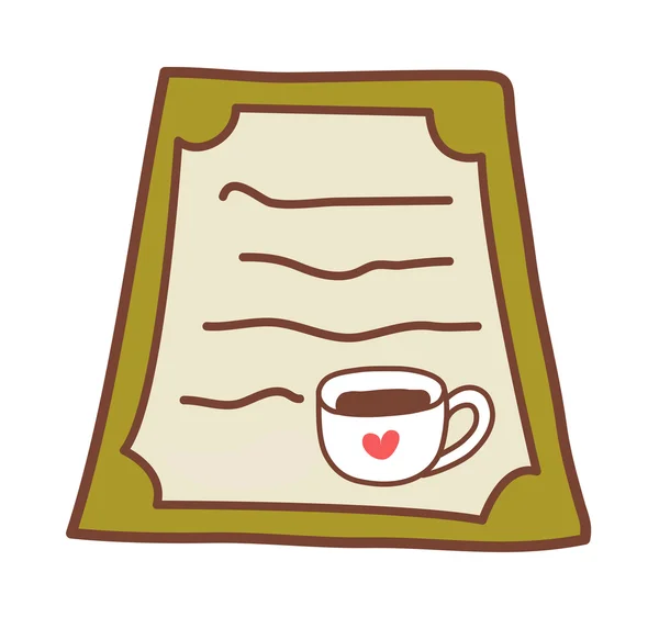 Menú y taza de café — Vector de stock