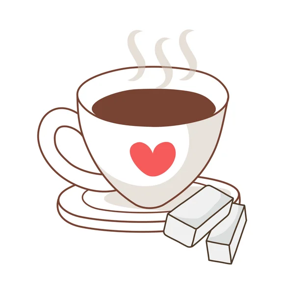 Taza de café y azúcar — Vector de stock