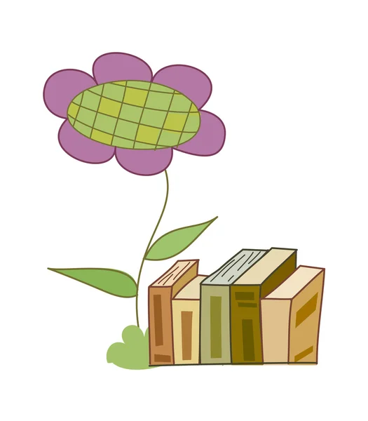 Books and flowers — Stock Vector