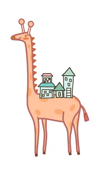 Girafe et ville — Image vectorielle