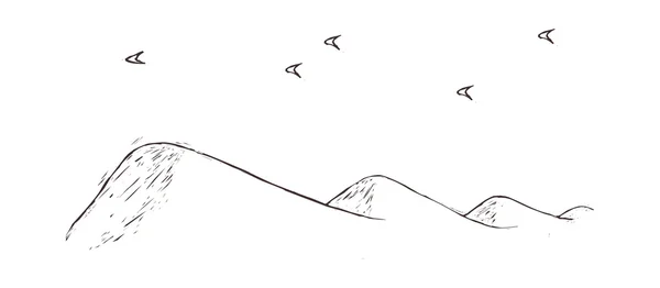 Ptáci létají nad horami — Stockový vektor