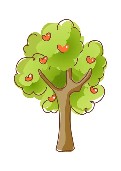 Árbol frutal verde — Vector de stock