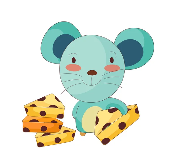 Souris et fromage — Image vectorielle