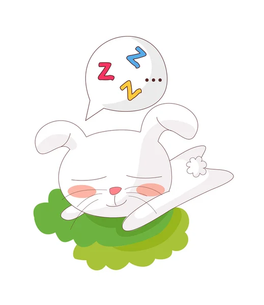 Conejo blanco duerme — Vector de stock