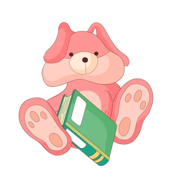 Pink bunny and book — Stock Vector