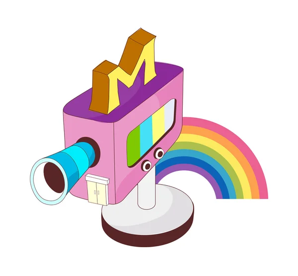 Regenboog en camera — Stockvector