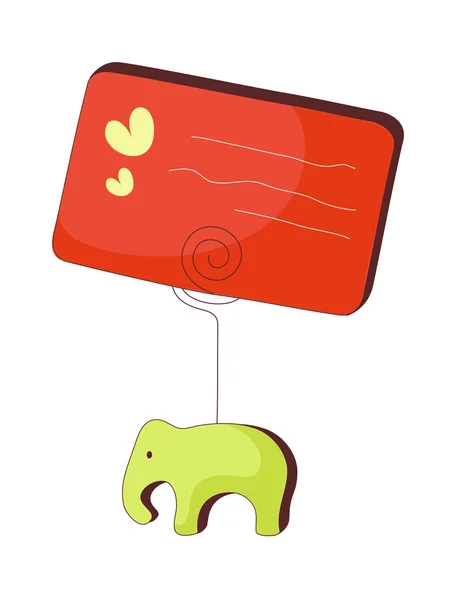 Tarjeta roja y elefante — Archivo Imágenes Vectoriales