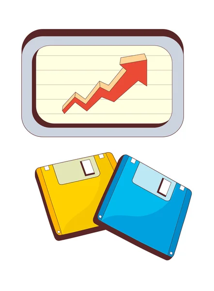 Floppy e grafico — Vettoriale Stock