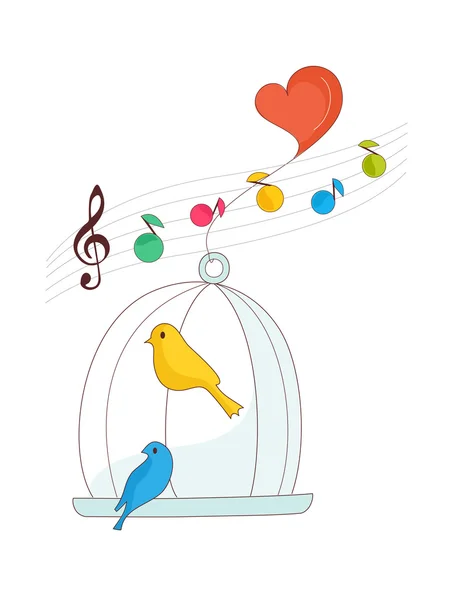 Bird in a cage — Stock Vector