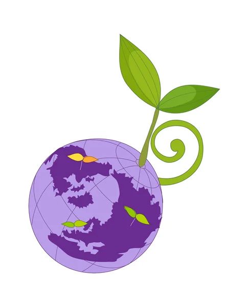 Planeta púrpura y plantas — Archivo Imágenes Vectoriales
