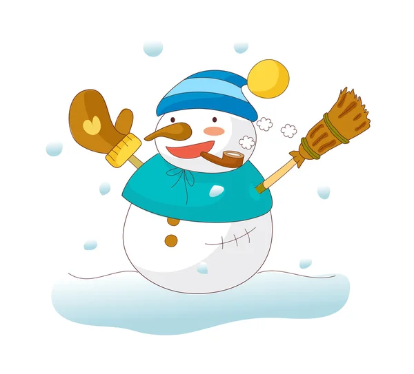 Smoking snowman — Stock Vector