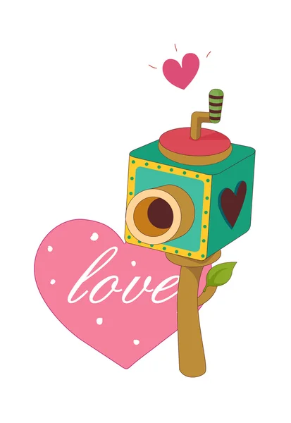 Pink heart and camera — Stock Vector