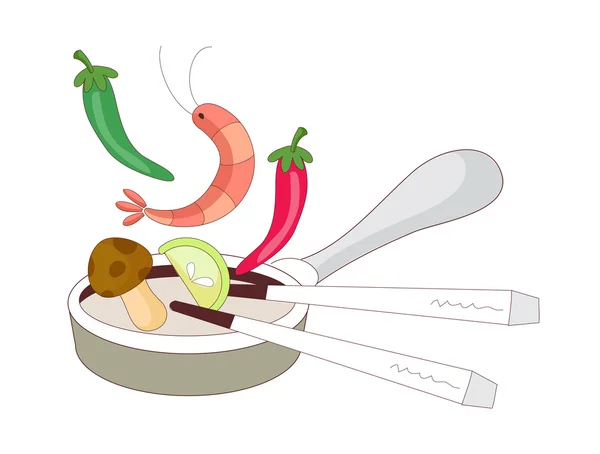 Еда на сковороде — стоковый вектор