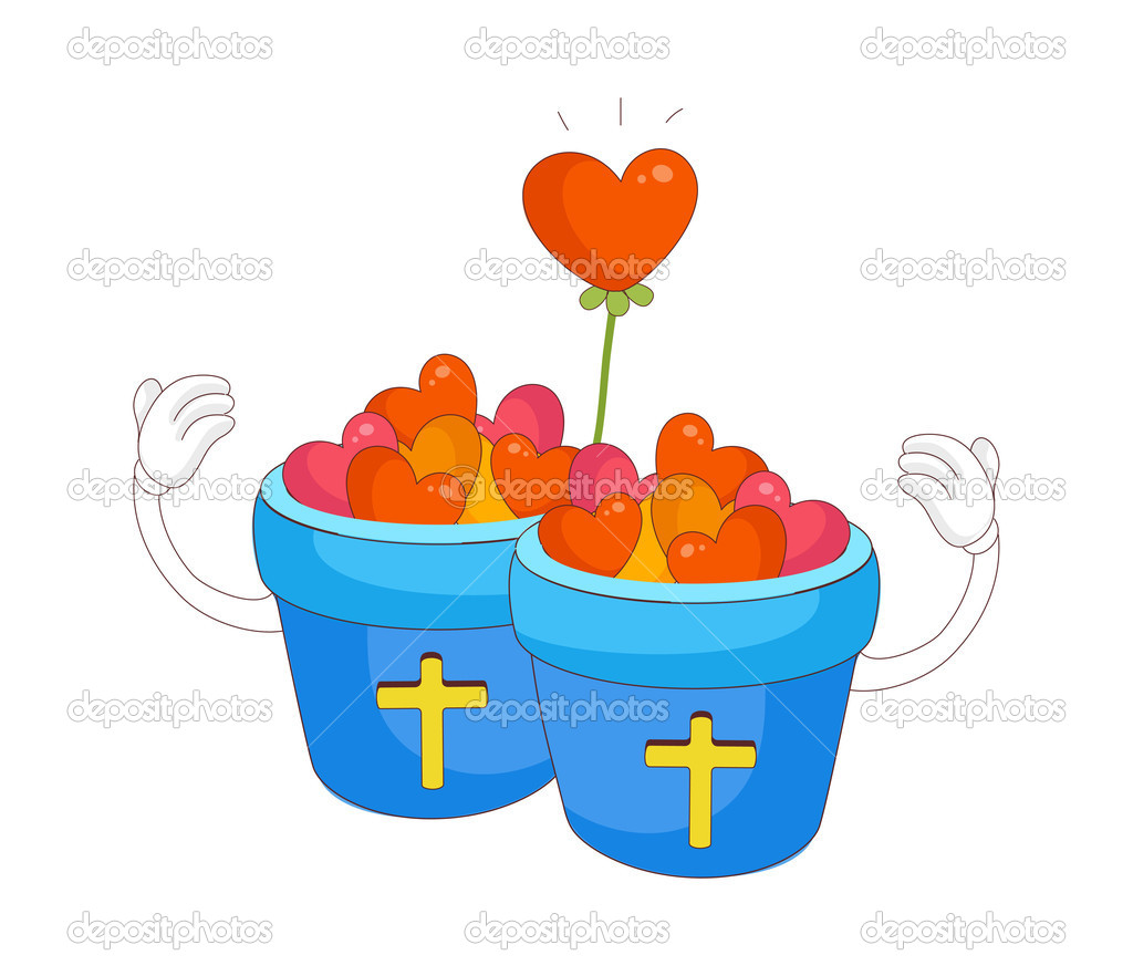 Flower pot and red hearts