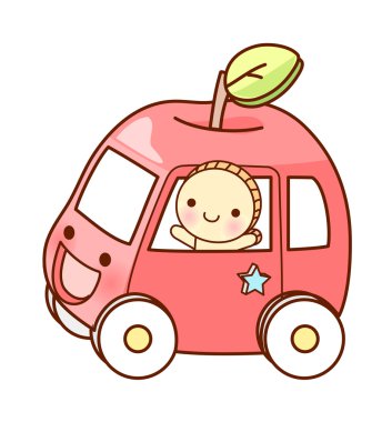 komik karakter kırmızı araba