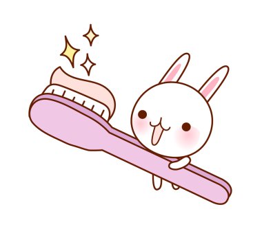 tavşan diş fırçası tutan